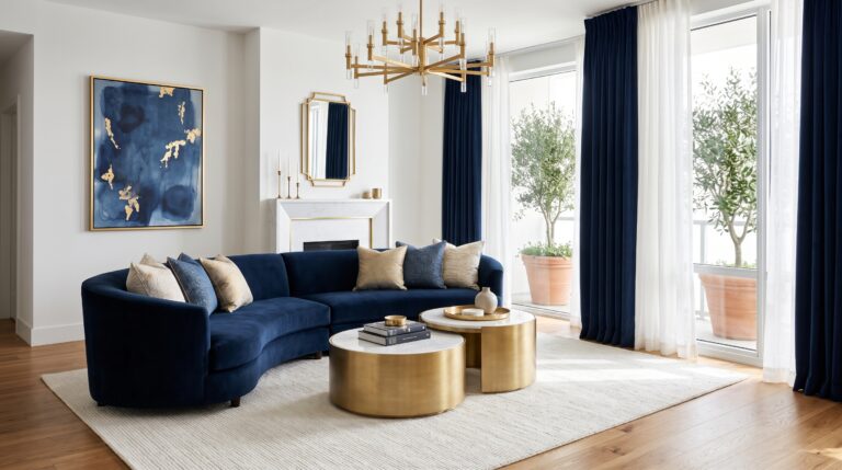 22 Blue and Gold Living Room Ideas You’ll Love