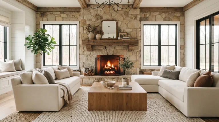 10 Stylish Stone Fireplace Designs That Make a Living Room Feel Complete